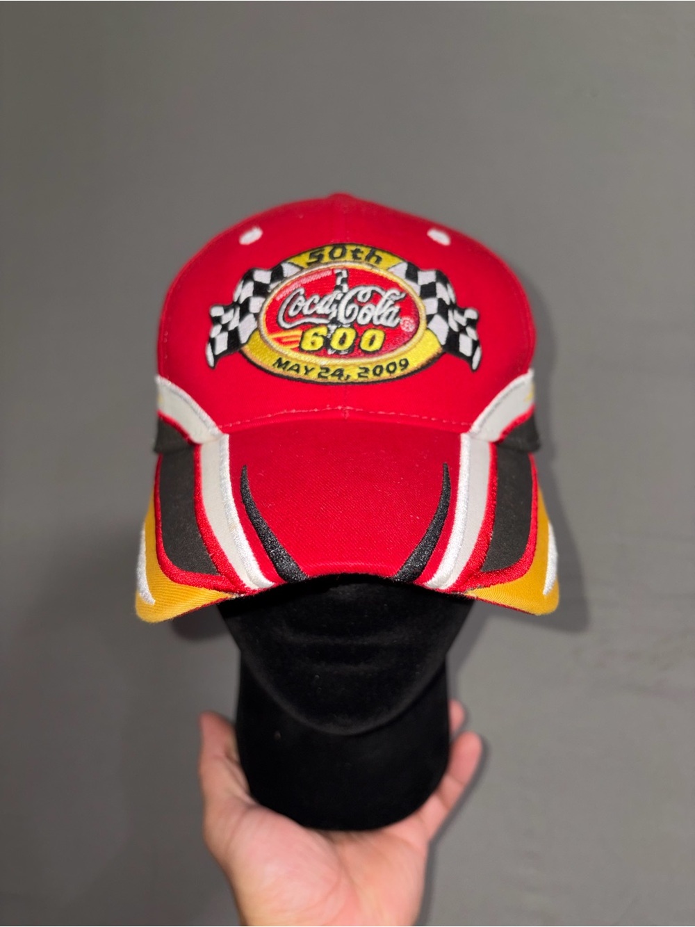 NASCAR & Coca-Cola Red Racing Logo Cap with Black & White Checkered Accents